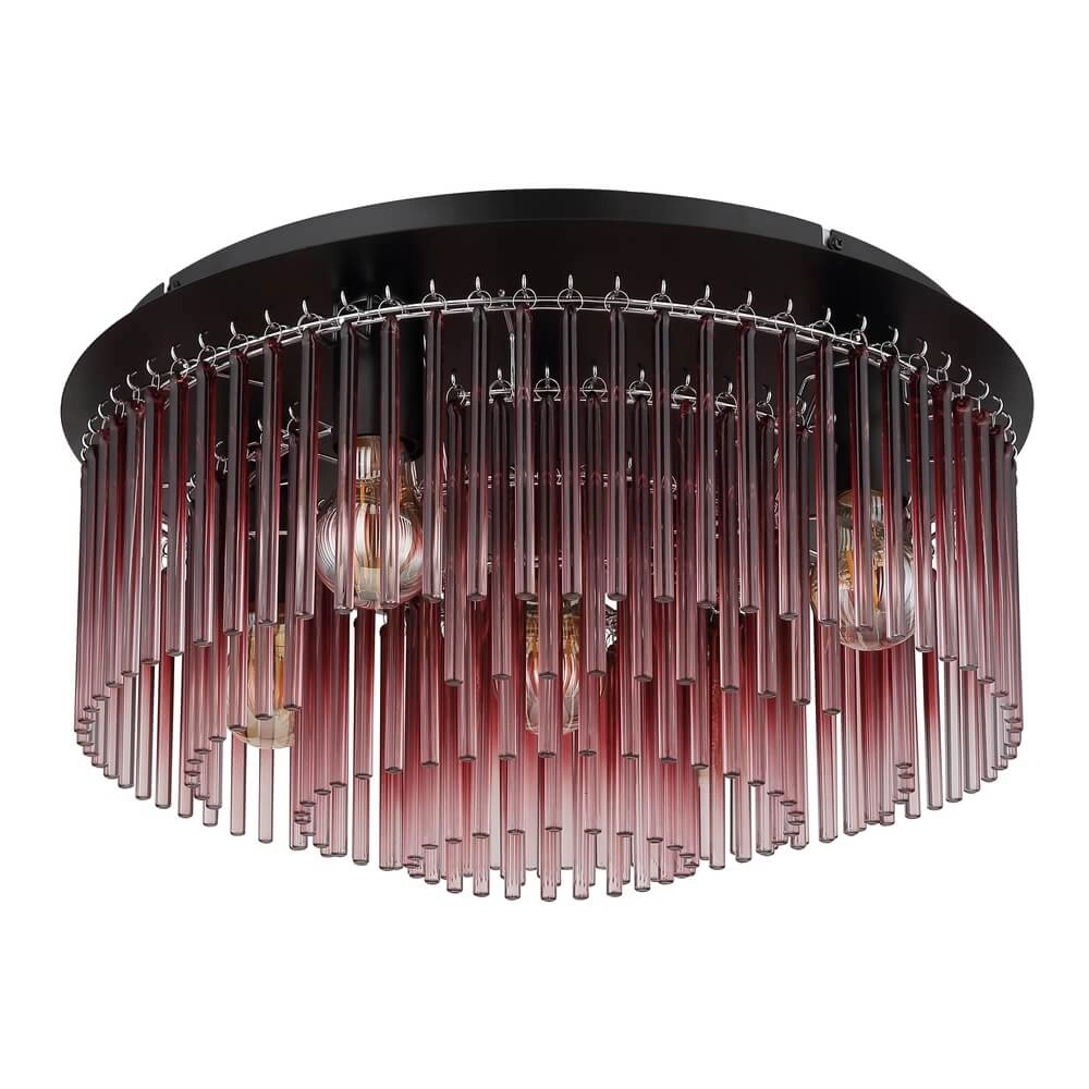 Plafonnier noir Gorley avec verre rouge Ø 50cm Globo 9007371462971