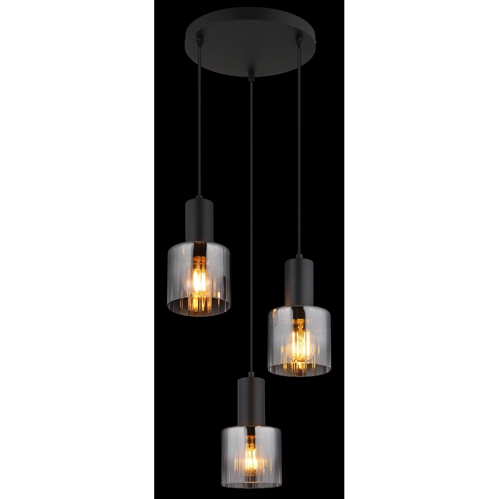 Lampe pendante de conception Jack Noir à 3 lumières Globo 9007371519828