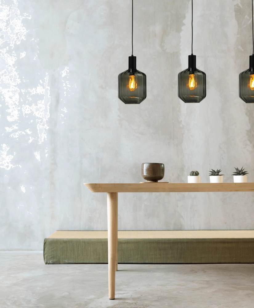 Lampe suspendue 3 lumières - noire - Porto avec verres verts Jagger Masterlight 8718121269542