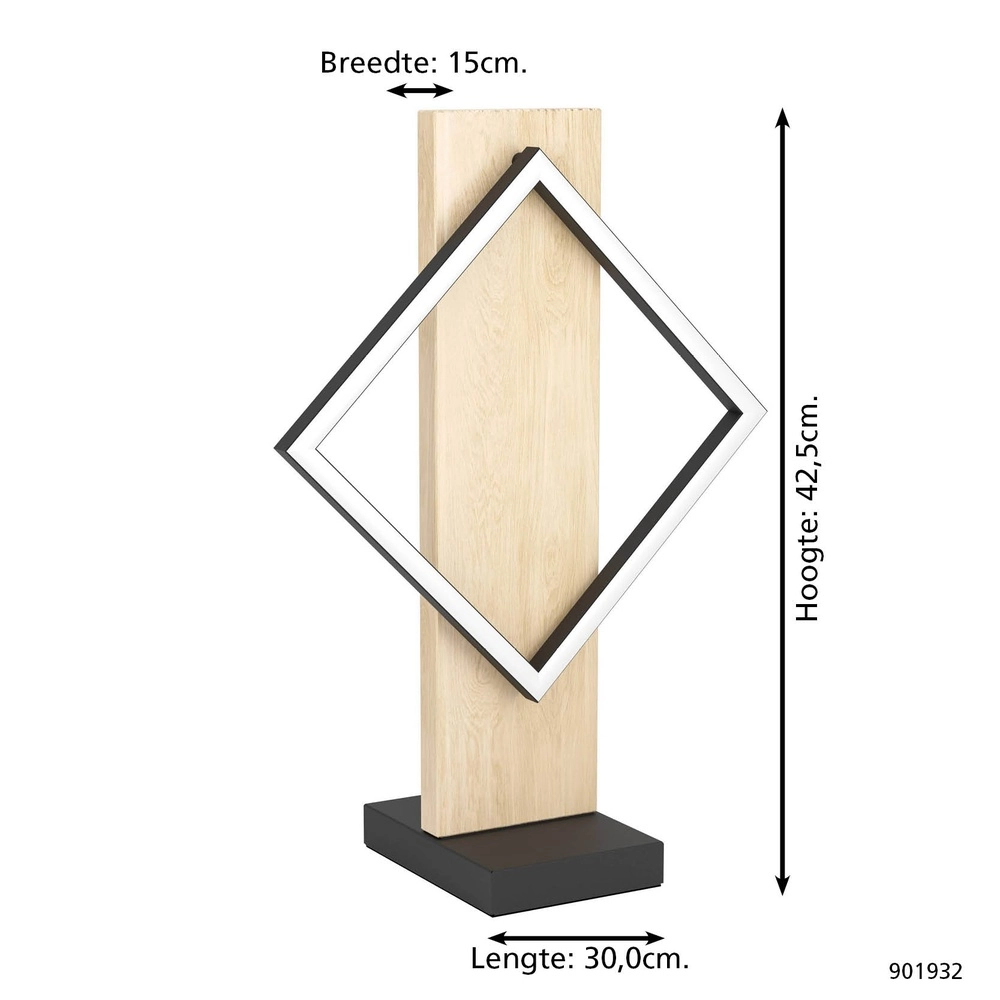 Lampe de table design Boyal noir avec bois Eglo 9008606351923