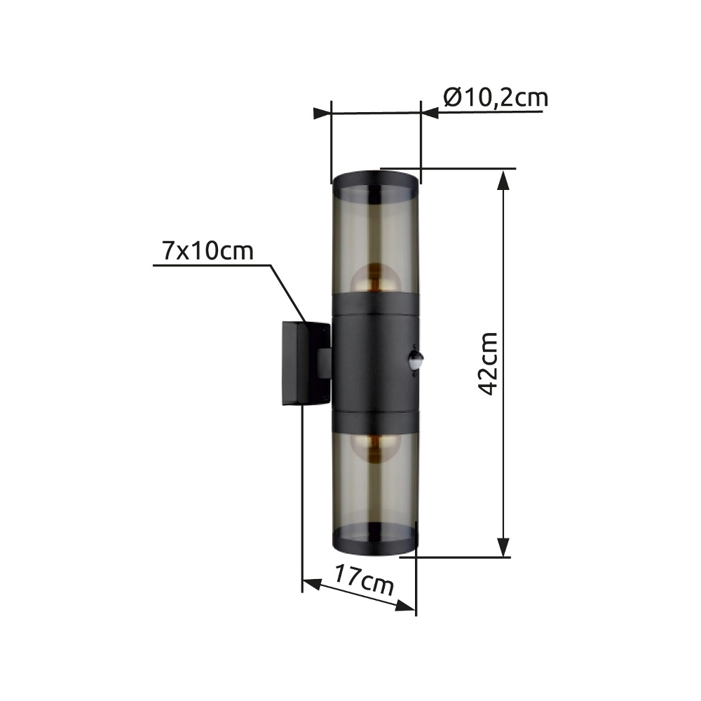 Lampe murale moderne Xeloo Noir avec capteur Globo 9007371435289