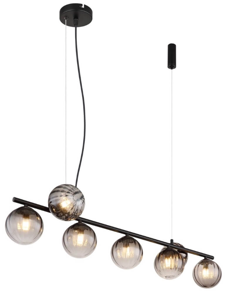 Lampe suspendue 7 lumières Dallerta verre de fumée Lampe suspendue 7 lumières Dallerta verre de fumée