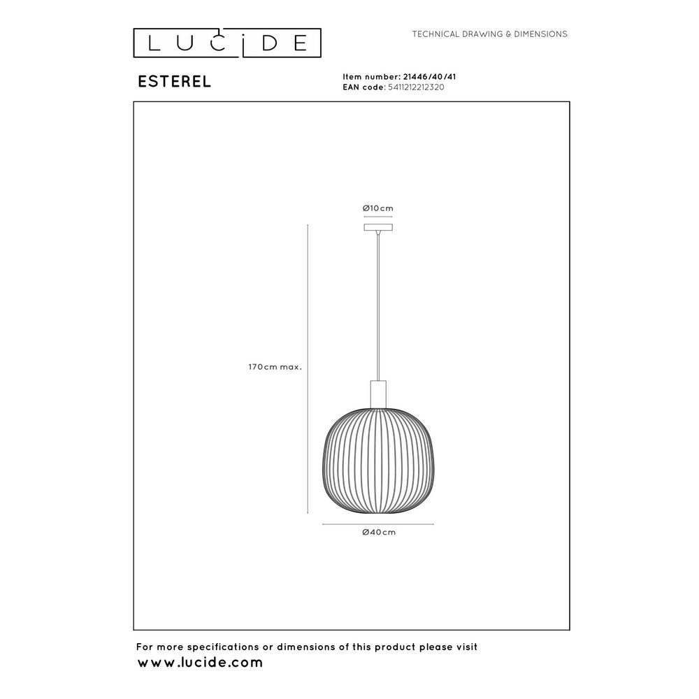 Lampe pendante Ø 40cm Esterel mini GU10 marron sable Lucide 5411212212320