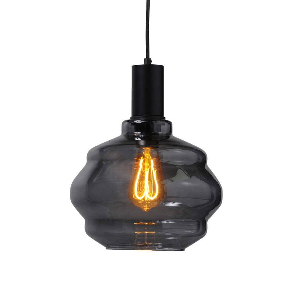 Lampe suspendue 3 lumières - noire - Porto avec verres à fumée Ball - Ø 24cm Masterlight 8718121269481