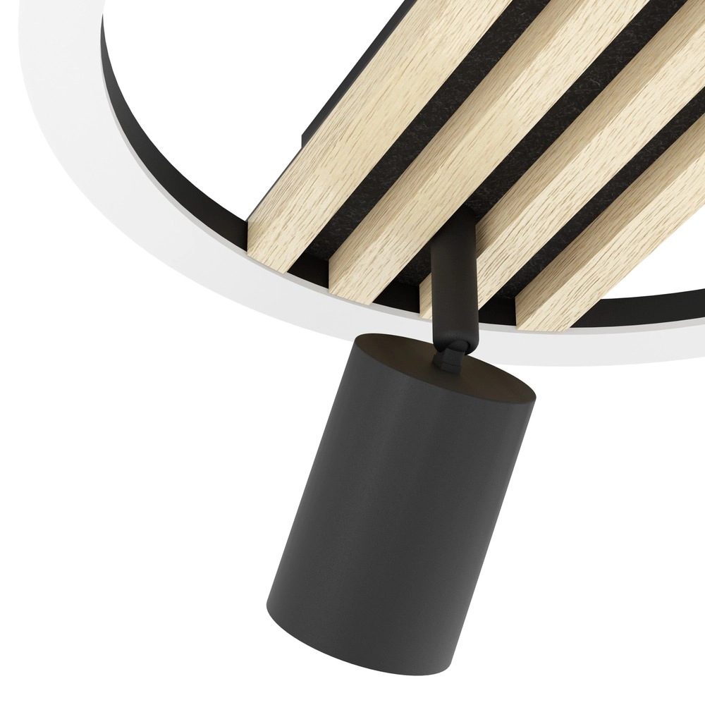 Lampe de plafond moderne Cembrano 2-noir clair avec bois Eglo 9008606388264