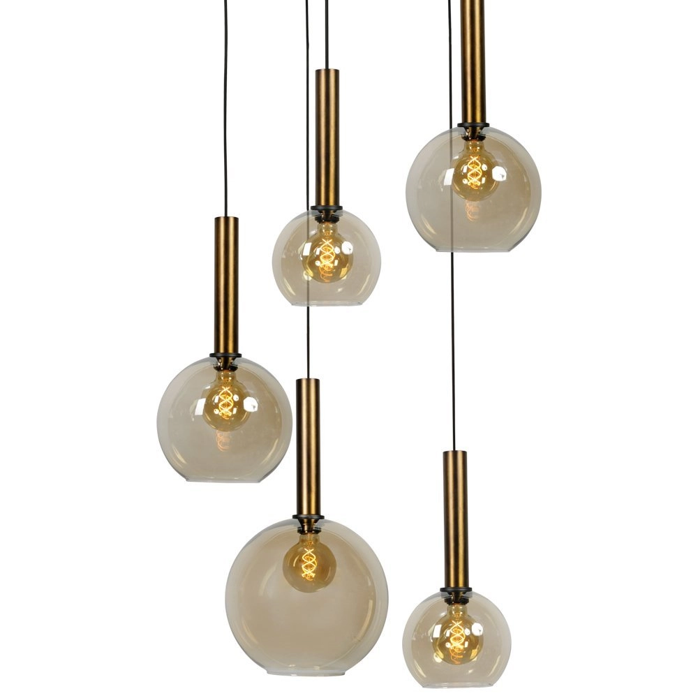 Lampe suspendue noire Bella 5 lumières avec de l'or Masterlight 8718121253527