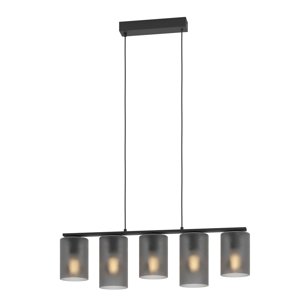 Lampe suspendue à 5 lumières Colomera Ø 12cm - verre dépoli fumé Eglo 9008606307159