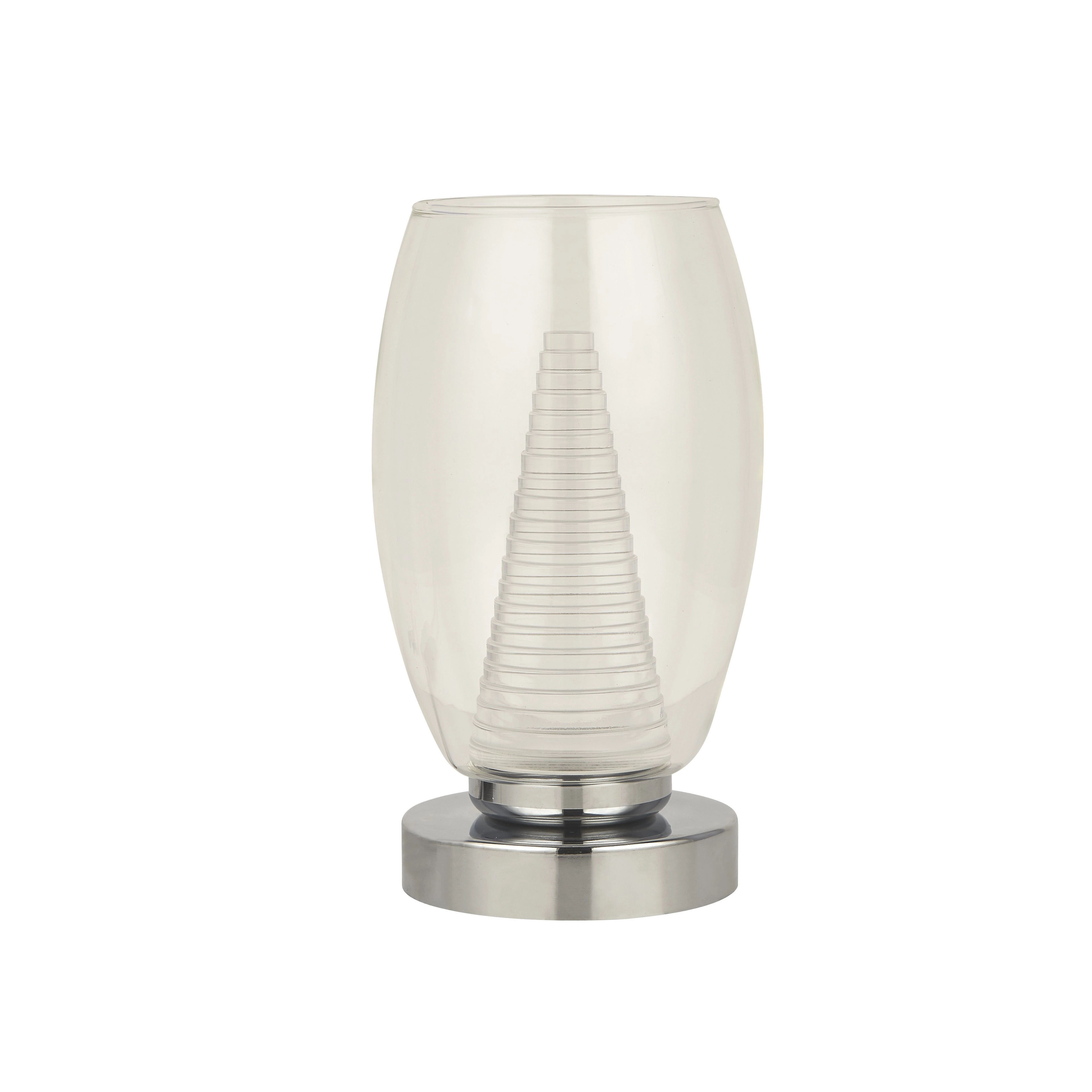 Lampe de table Cyclone chromé avec verre transparent Lampe de table Cyclone chromé avec verre transparent