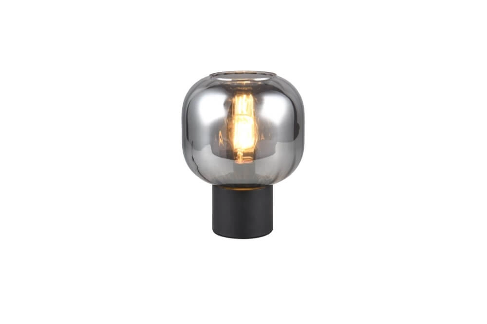 Lampe de table tendance Diva noir avec verre fumé Trio 4017807614596