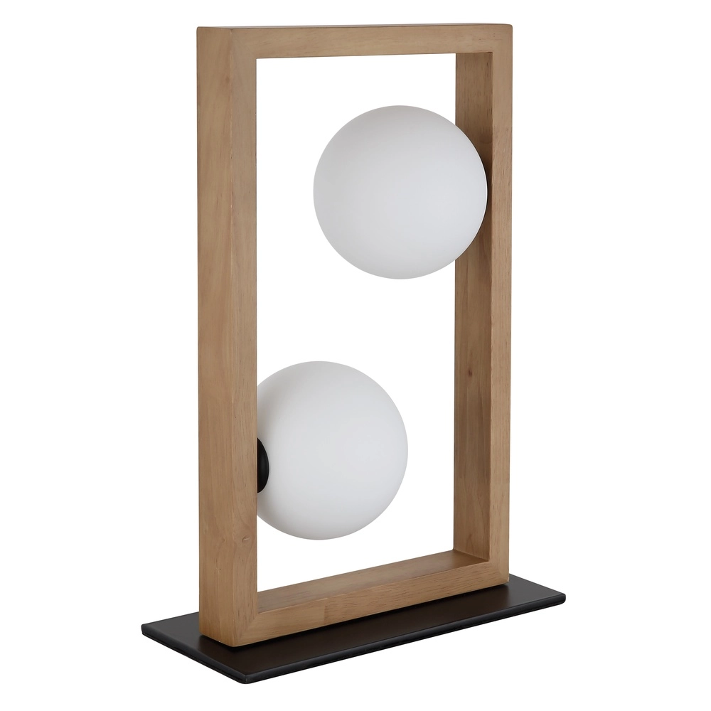 Lampe de table moderne Nanda noir avec bois Globo 9007371510948