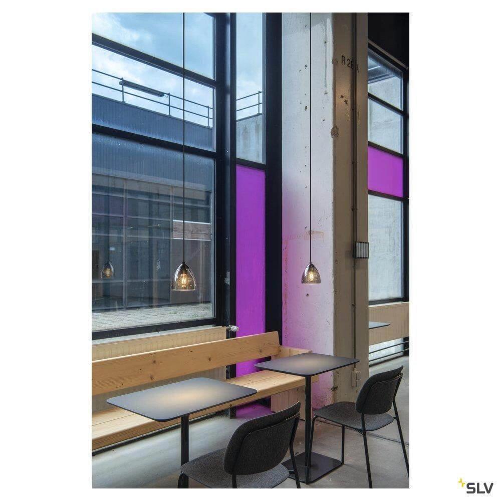 Lampe à suspension en verre Para Cone noir avec verre fumé SLV 4024163262385