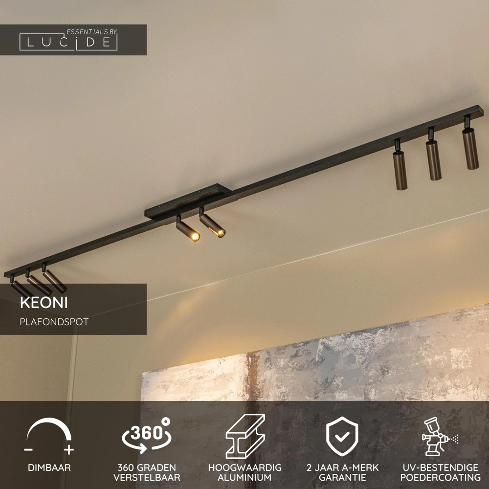 Projecteur de plafond Keoni 8-café clair Lucide 5411212094254