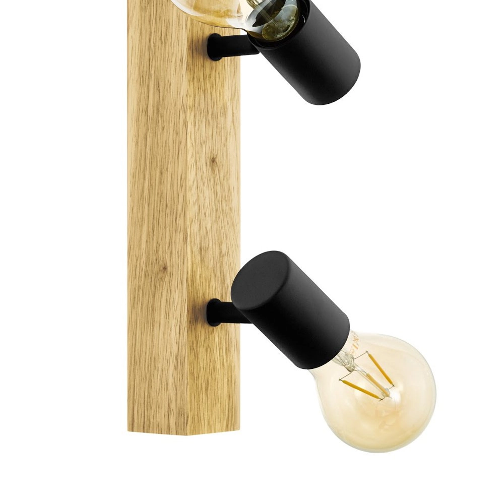 Spotlight Townshend 3 3 lumières noir avec bois Eglo 9002759994792