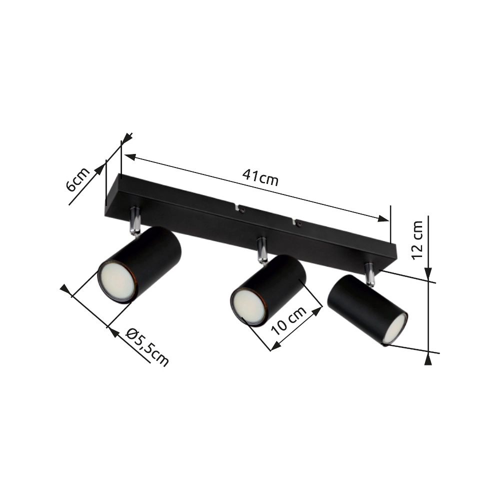Lampe de plafond à 3 lampes Robby Noir Globo 9007371439522