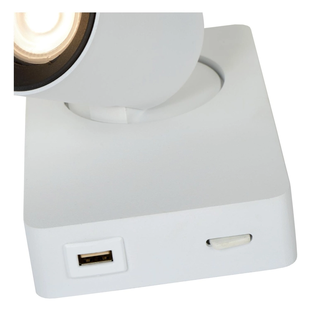 Lampe de chevet Nigel avec point de charge USB blanc Lucide 5411212092748