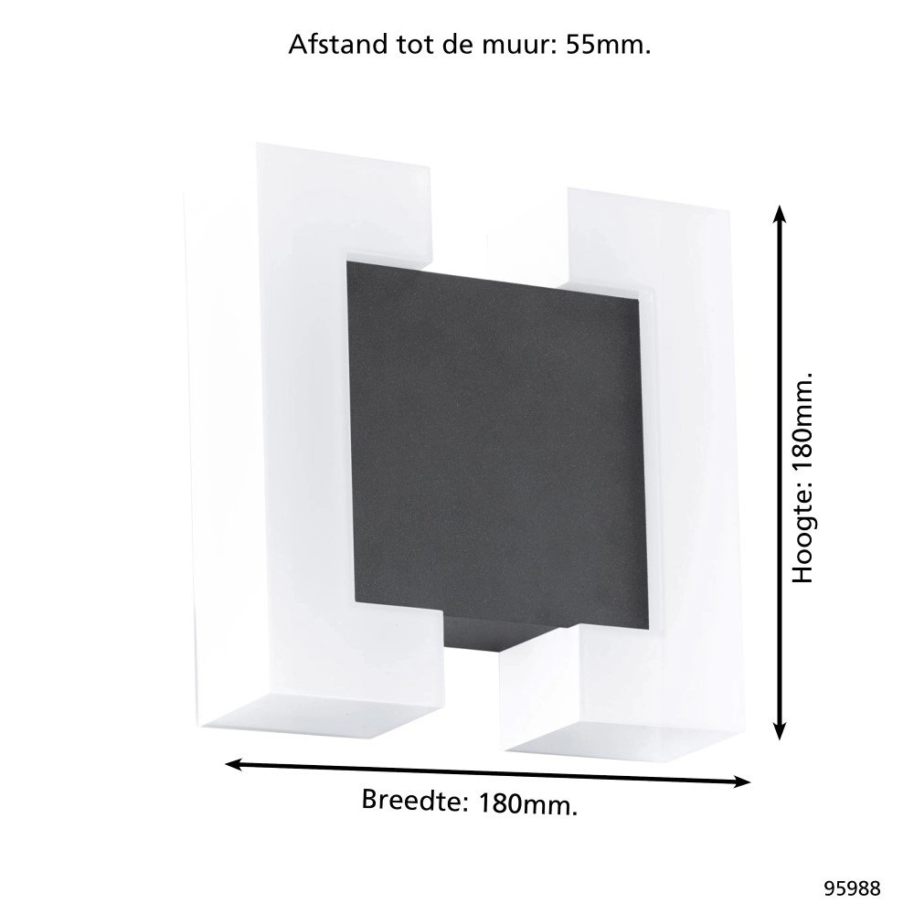 LED Lampe d'extérieur Sitia 18 cm noir avec blanc Eglo 9002759959883