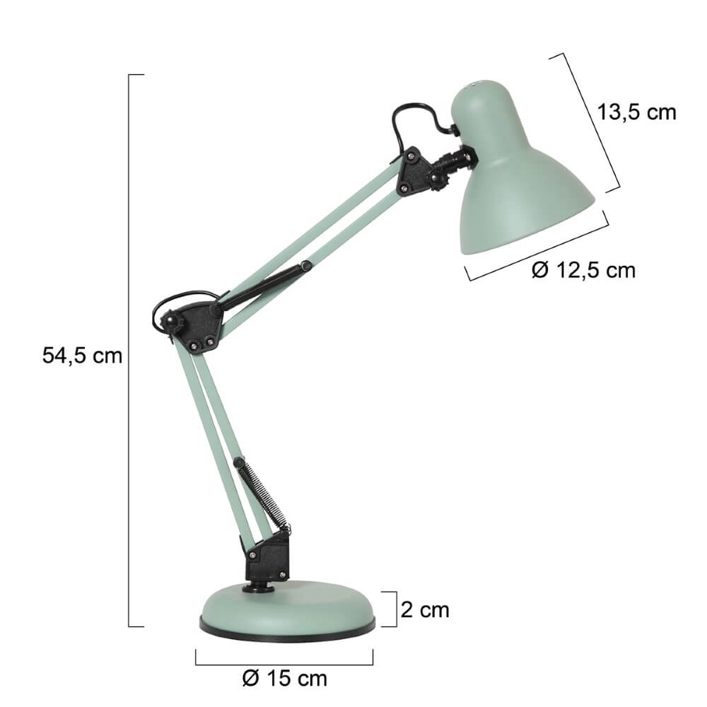 Lampe de bureau rétro Study vert pastel Steinhauer 8712746167085