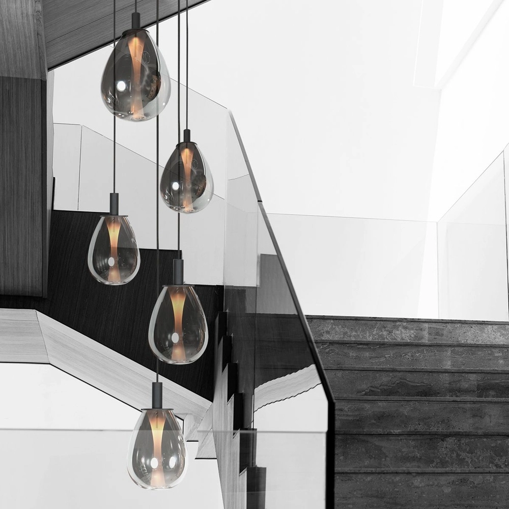 Suspension Glimsy 5 lumières noir rond Steinhauer 8712746177961