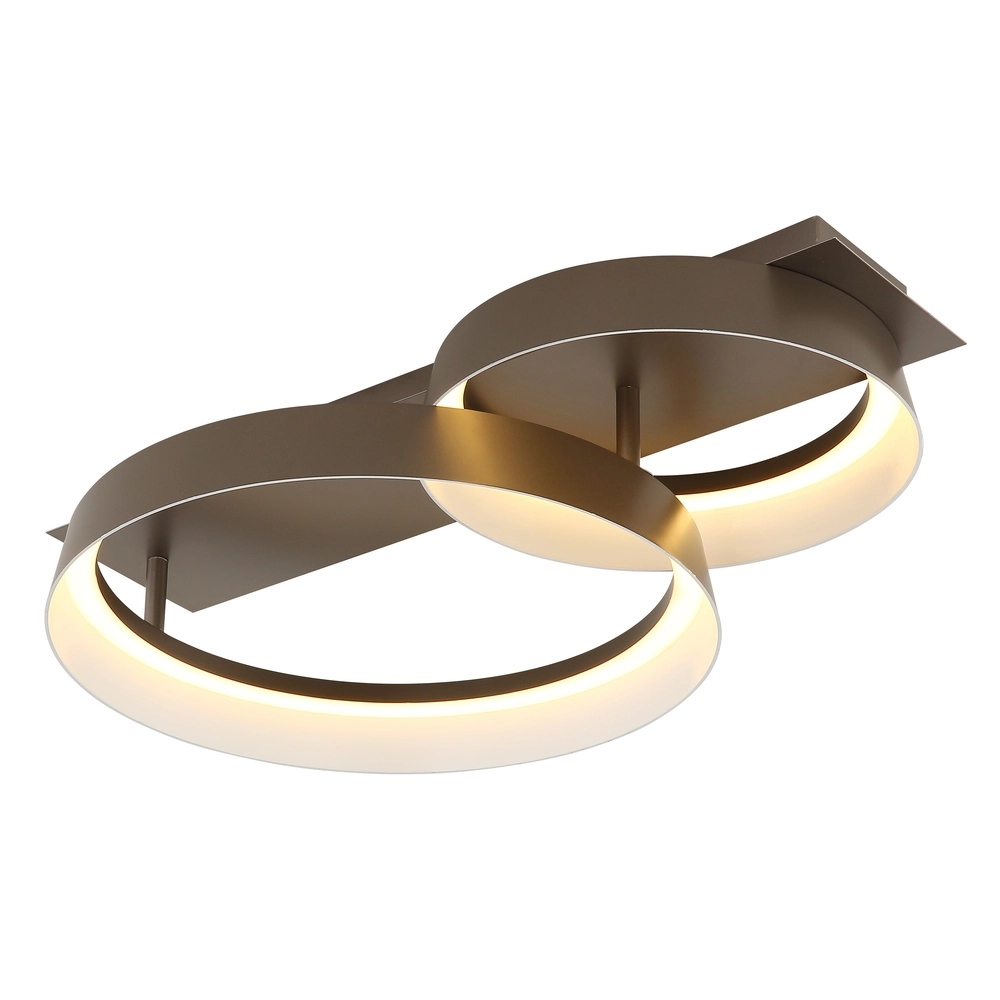 Lampe de plafond élégante Syrakus Café brun 2 anneaux