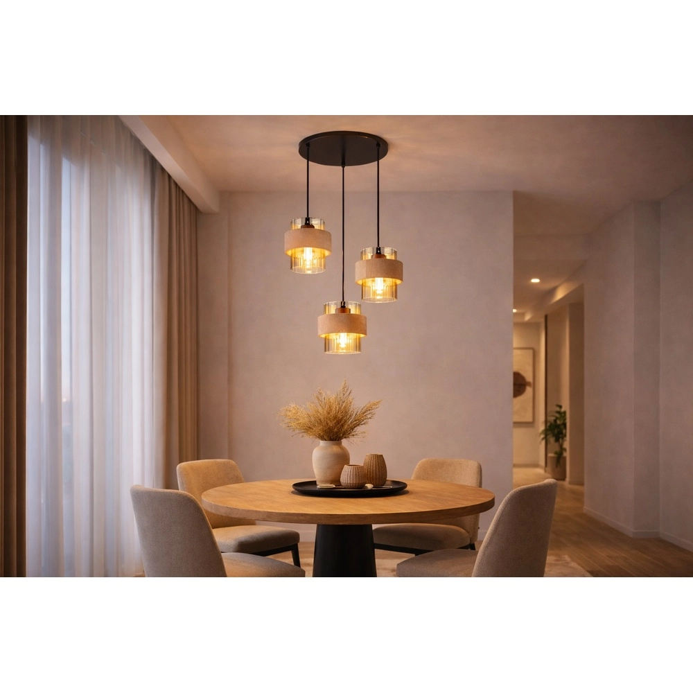 Lampe pendante à 3 lampes Daren noir avec marbre Globo 9007371589654