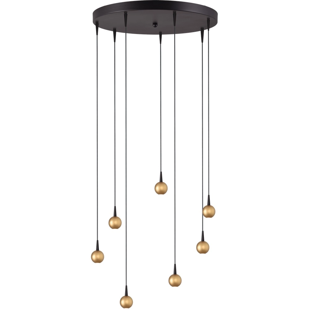 Lampe suspendue à 7 lampes Talana noir avec or Ø 50cm DTW