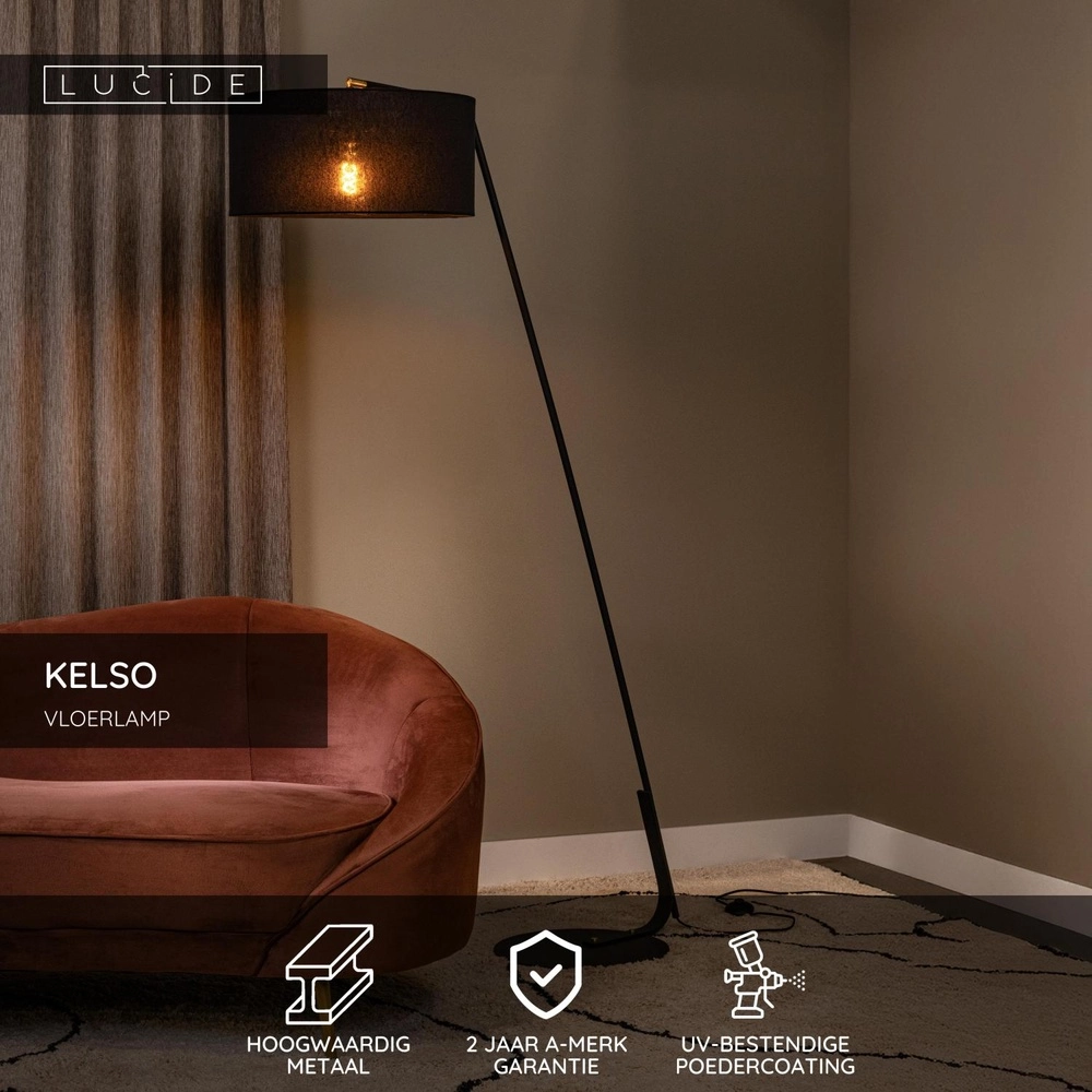 Lampe de pied Kelso Noir Lucide 5411212441966