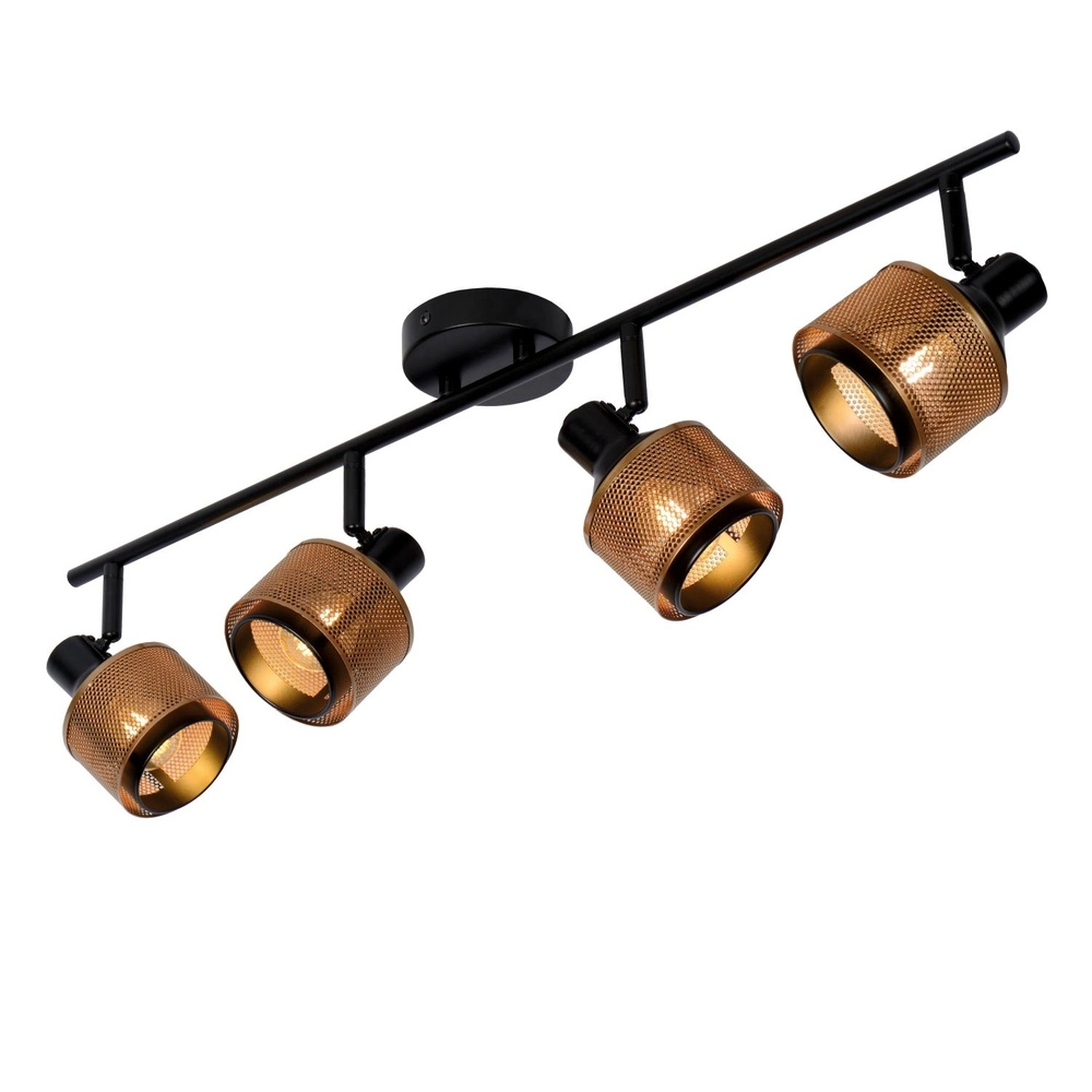 Lampe de plafond Rafa 4-noir clair avec cuivre Lucide 5411212771308