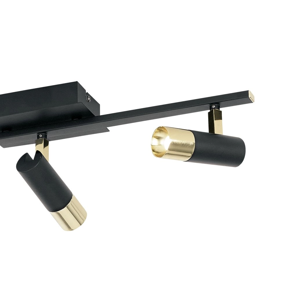 Spot de plafond design Tomares 3 lumières noir avec or Stars of Light 9002759391461