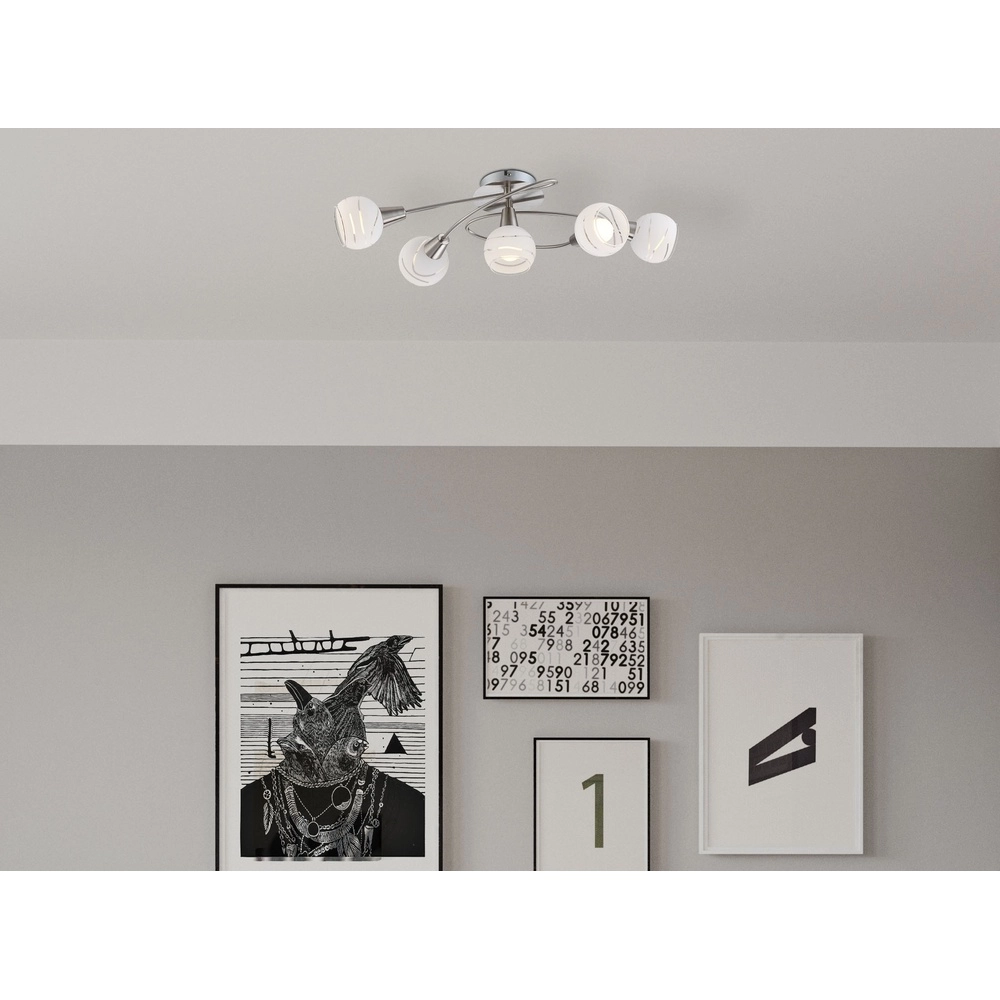 Lampe de plafond Elliott 5-cinq nickels légers Globo 9007371294343