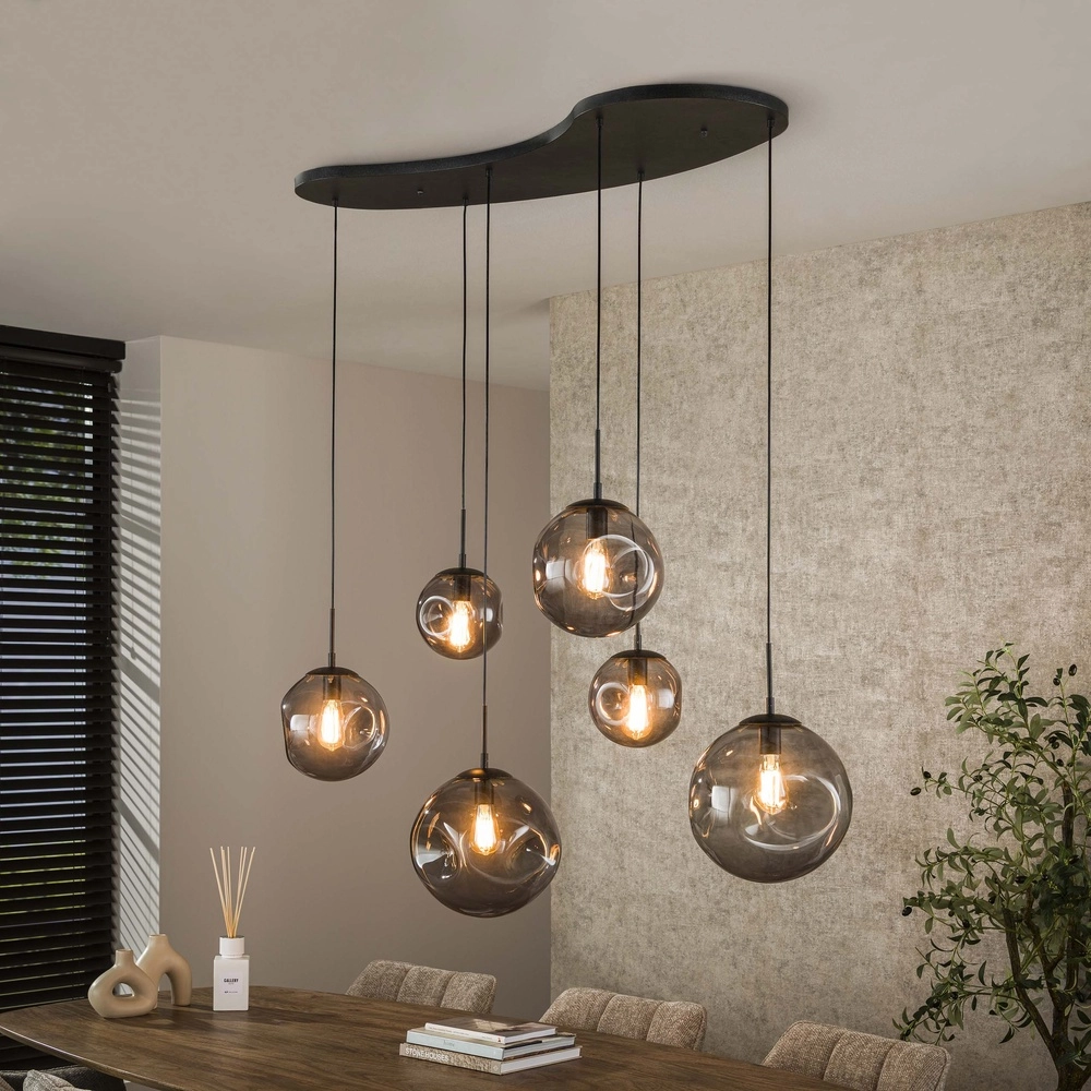 Lampe suspendue à 6 lampes Stellar avec plafond organique