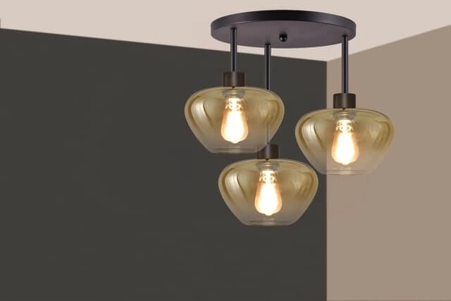 Plafonnier 3 lumières Genua noir avec verre doré Ø 24cm Masterlight 8718121357225