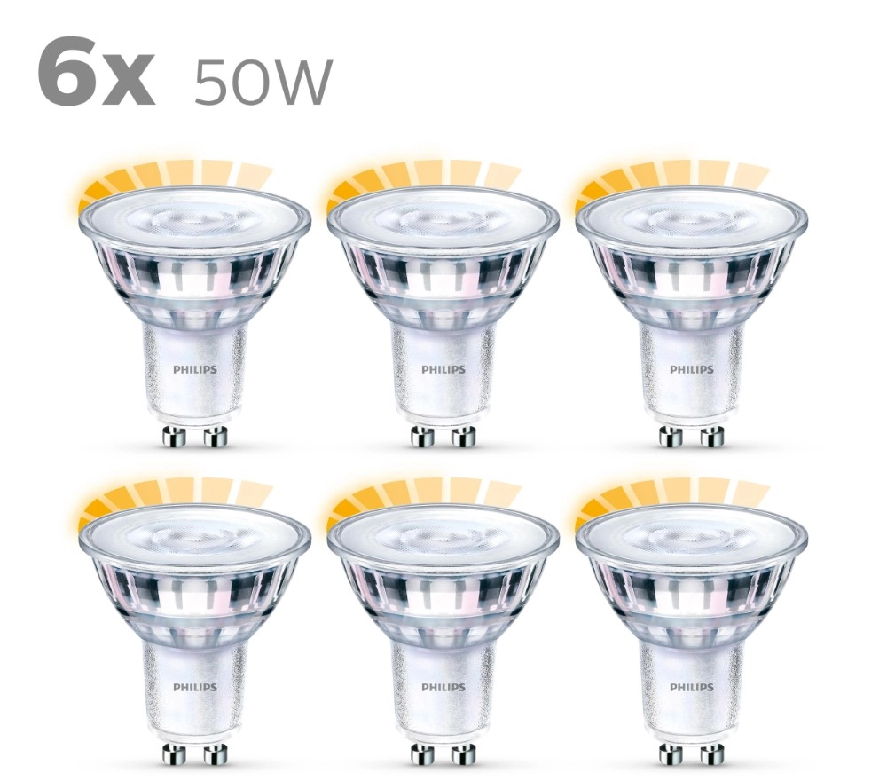 3.8W - GU10 - 2200-2700K - 350 lumen lot de 6 Philips 8718696721674