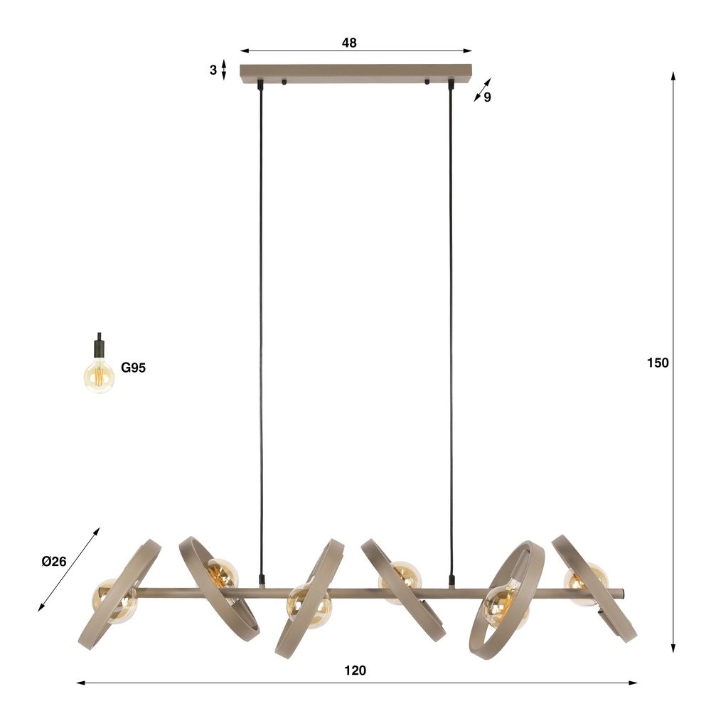 Table à manger à anneaux suspendus Hover sable - Ø 26cm Lyora 8716803513358