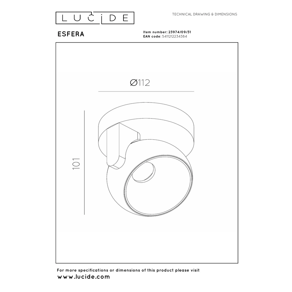Lampe murale de conception Esfera Blanc Premium by Lucide 5411212234384
