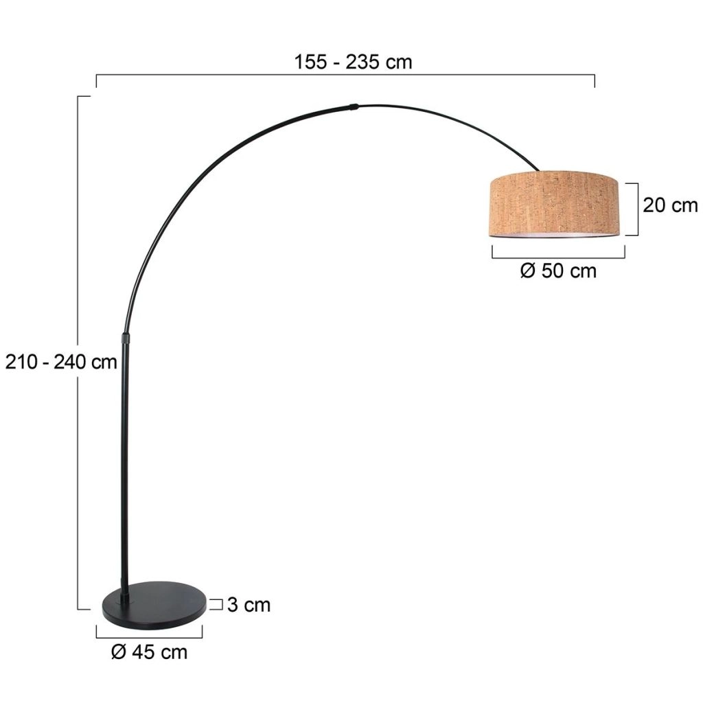 Lampe à arc noir Sparkled Light avec un chapeau en liège Ø40cm Steinhauer 8712746180459
