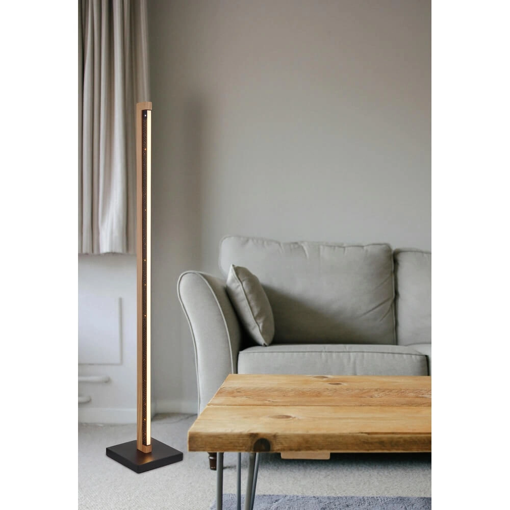 Lampadaire design Starla noir avec bois 113cm Globo 9007371447305