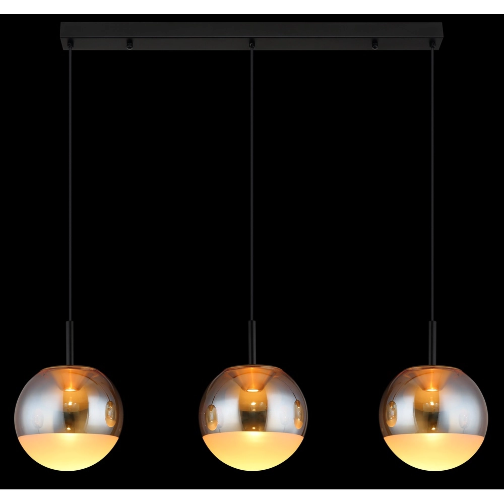 Lampe pendante de conception Severin Noir 3 clairs avec verre ambré Globo 9007371549931