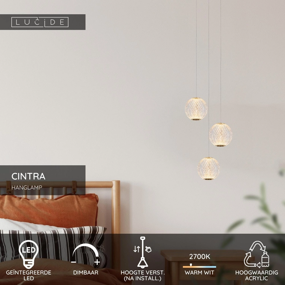 Lampe pendante dorée Cintra Loft 3-lights Lucide 5411212134394