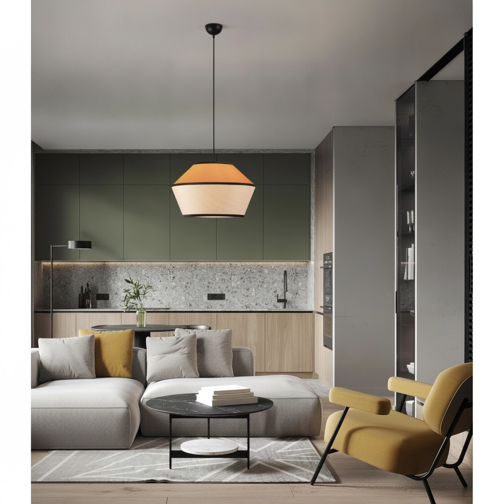 Lampe suspendue Veliss blanc avec jaune