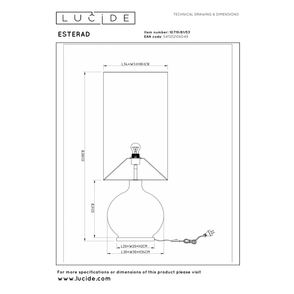 Lampe de pied Esterad orange Lucide 5411212106049