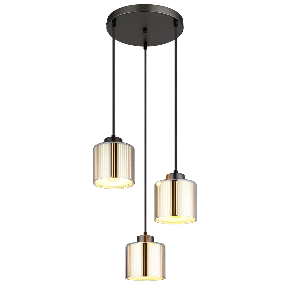 Lampe pendante de conception Felicia Trois lumières en métal canon
