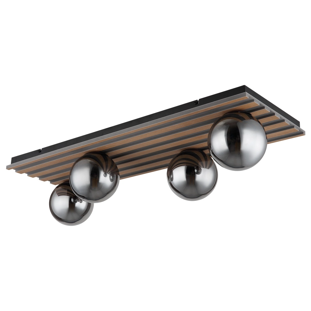 Lampe de plafond Parsons 4-noir clair avec bois Globo 9007371583003