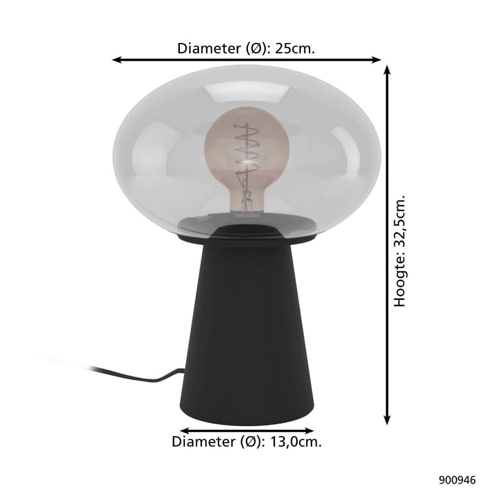 Lampe de table en verre fumé Madonnina Ø 25 cm Eglo 9008606274970