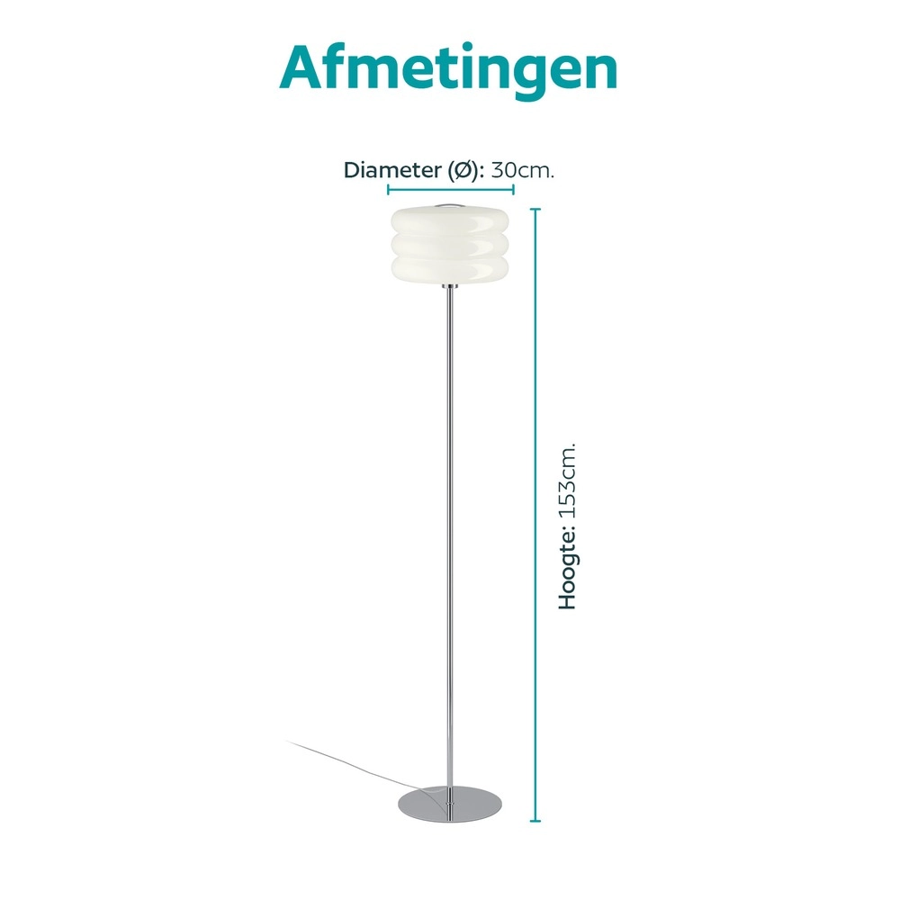 Lampadaire de conception Tortora chrome avec blanc Ø 30cm Eglo 9008606405619