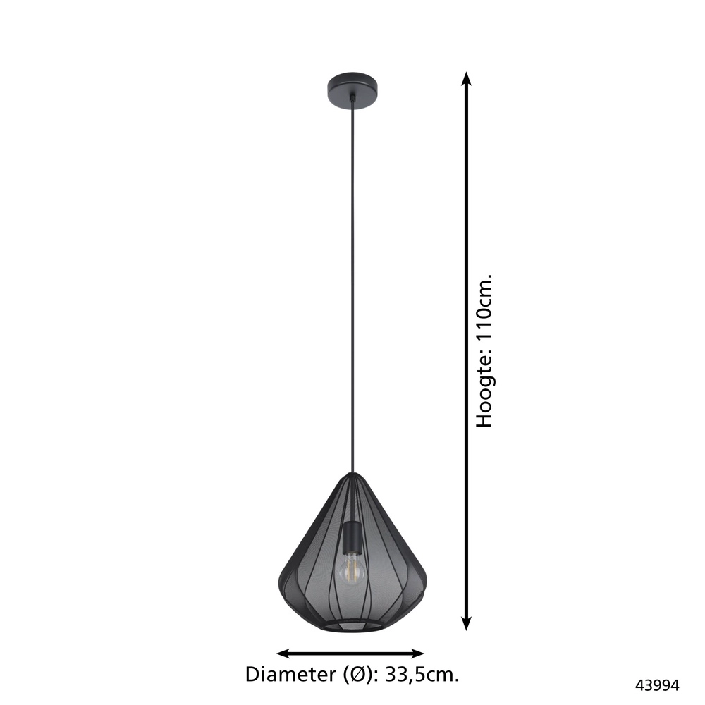 Lampe pendante Ø 33cm Dolwen Noir - Japandi Eglo 9002759439941