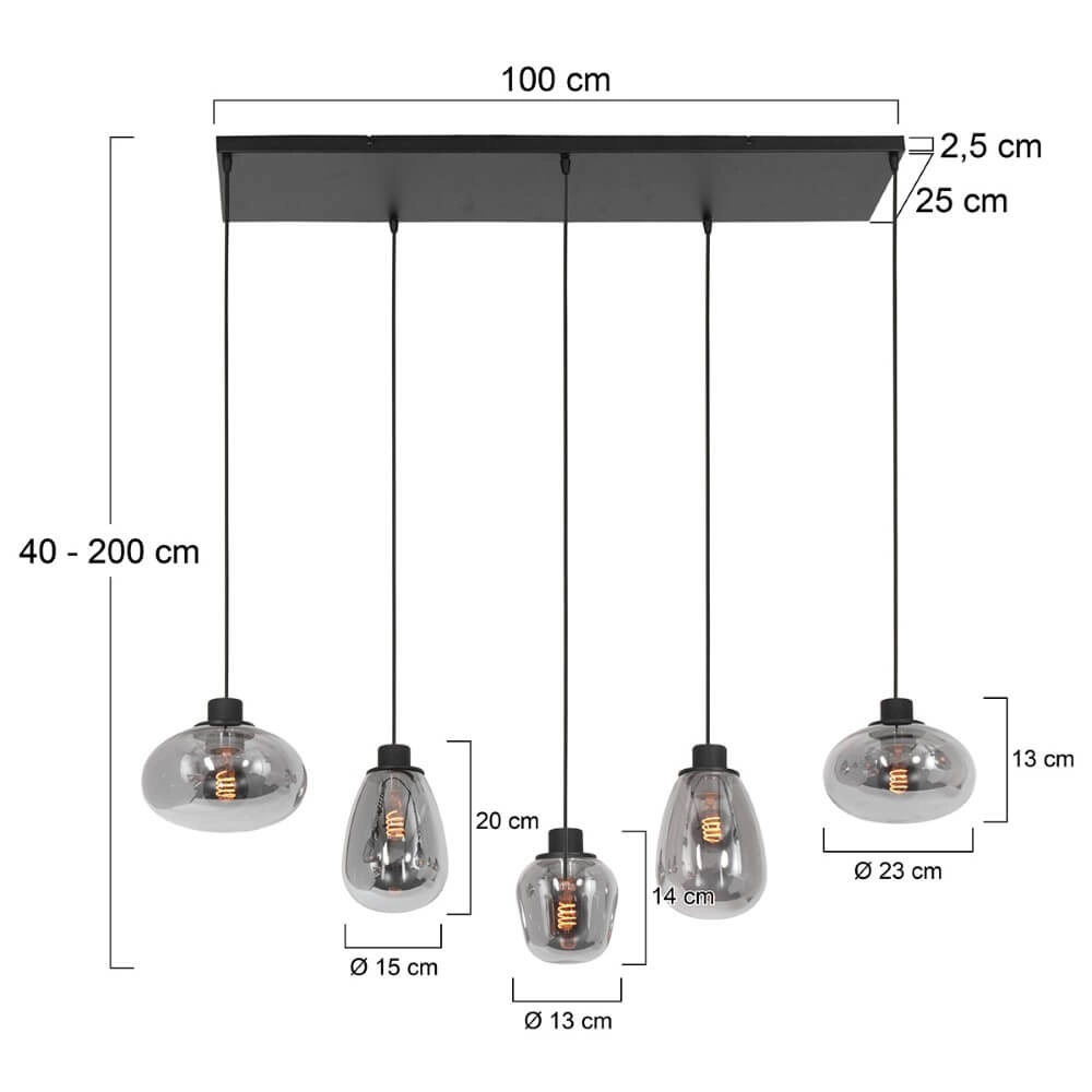 Lampe à suspension en verre fumé Reflexion Steinhauer 8712746135589