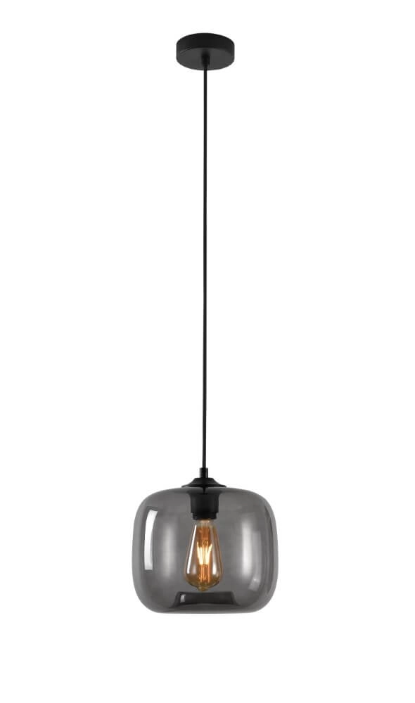 Lampe suspendue Preston verre gris Ø 24cm