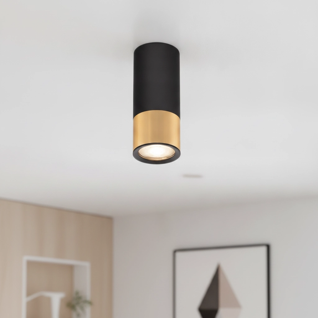 Spot de plafond Picto 15cm noir avec or