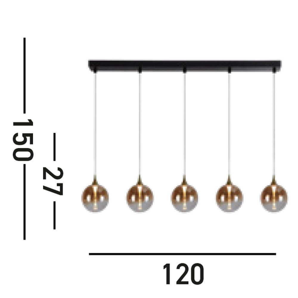 Suspension 5 lumières Alchemy Verre ambré Searchlight 5053423273846