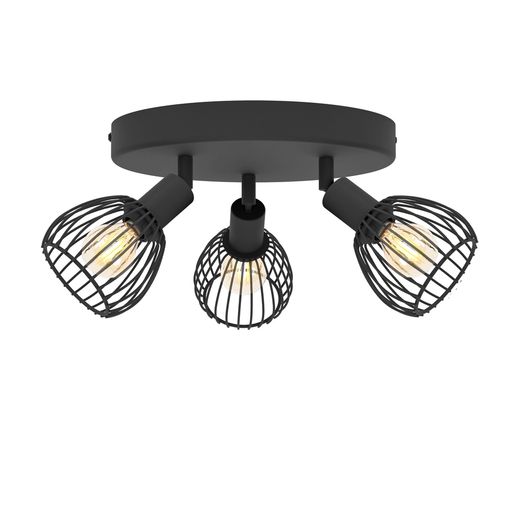 Projecteur à lampe à fil à trois lumières Sonnino noir - E14